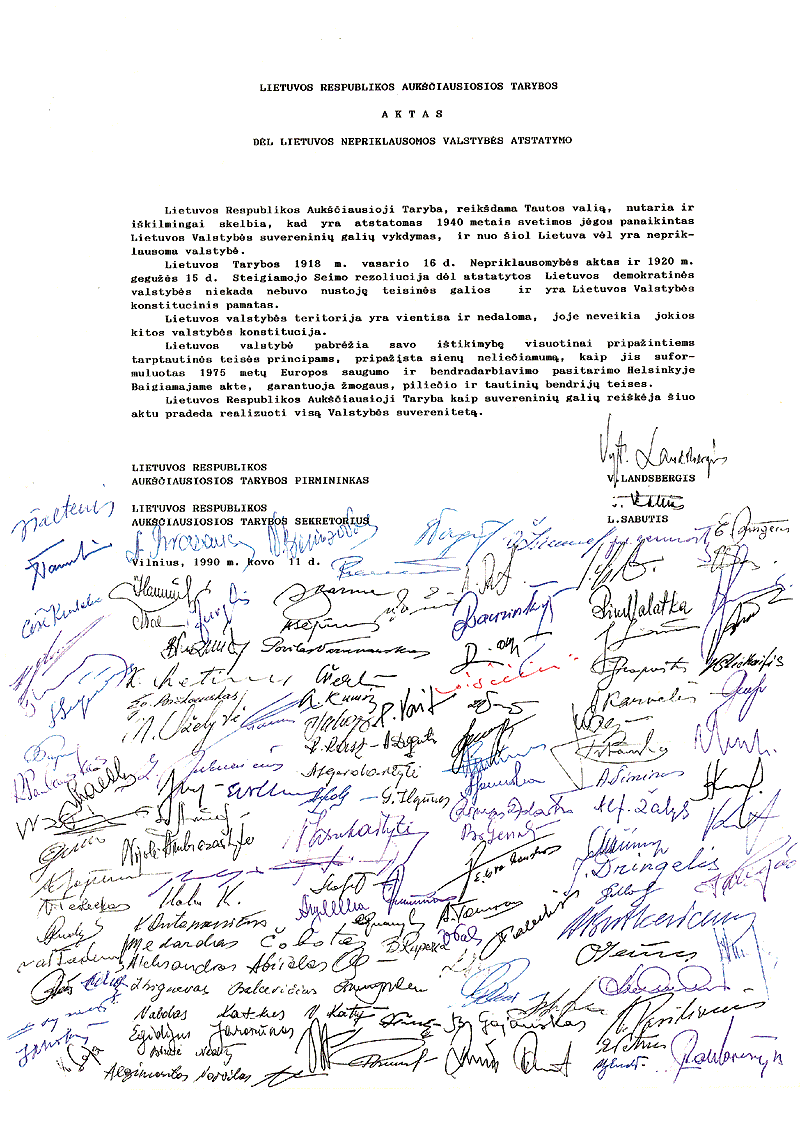 Act of the Re-Establishment of the State of Lithuania Logo