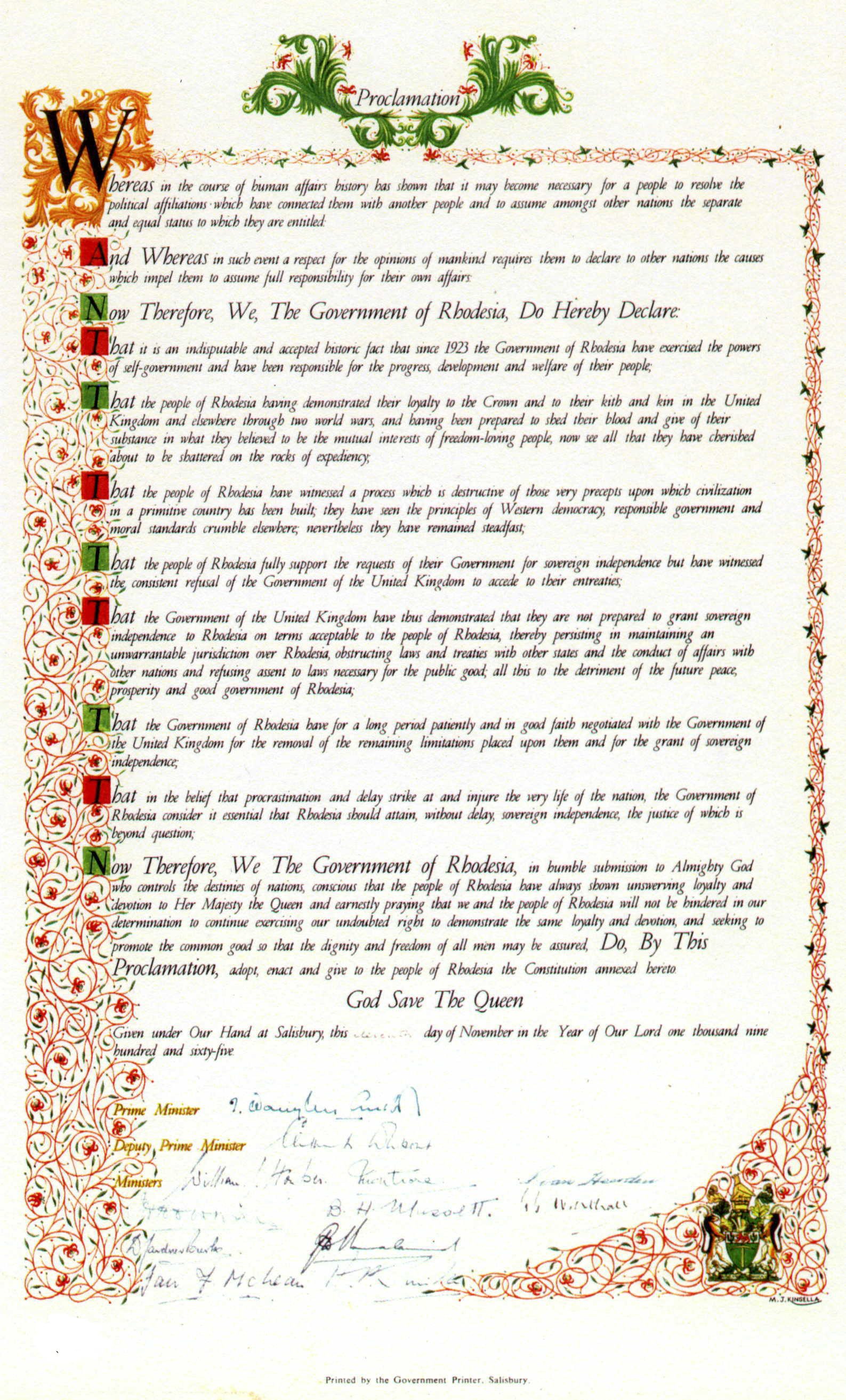 Rhodesia's Unilateral Declaration of Independence Logo